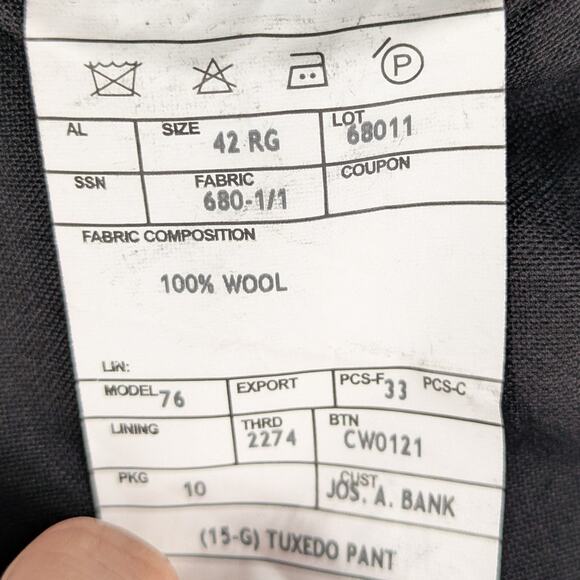 Jos A Bank 42R Executive Collection Wool Black Tuxedo Pants Satin Stripe Men - Picture 3 of 5